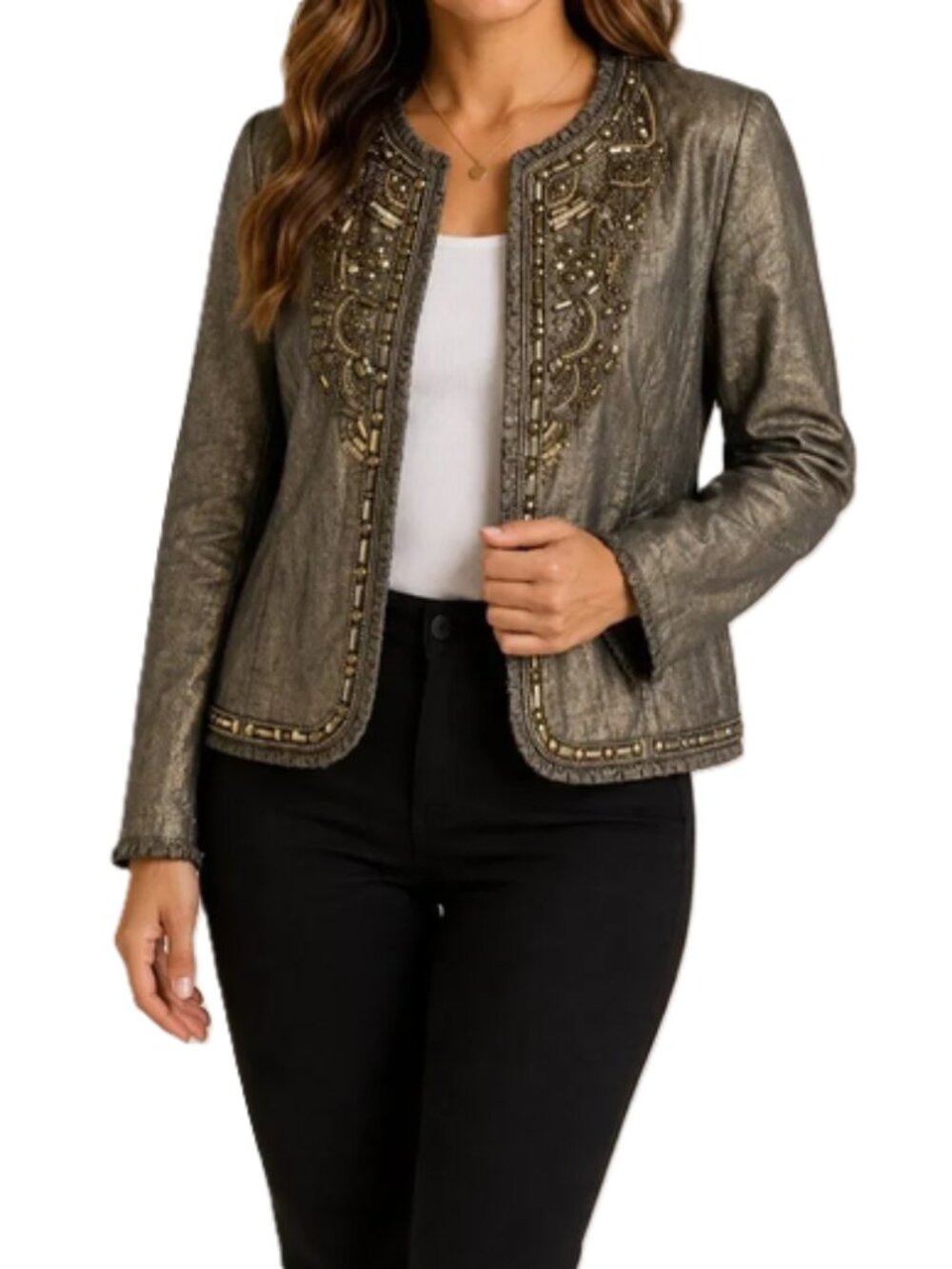 Chico's Golden Trinket Royalty Jacket size 2 NWT
